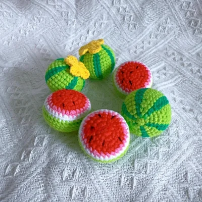 crochet watermelon toys white cloth