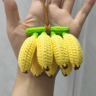 front view of crochet banana