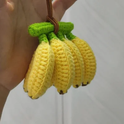 side view of crochet banana