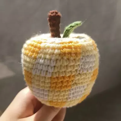 yellow gingham crocheted apple