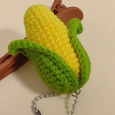 yellow corn crochet keychain